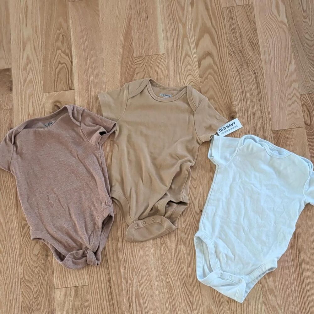 Old-navy Tan and White Sleepsuits-babygrows